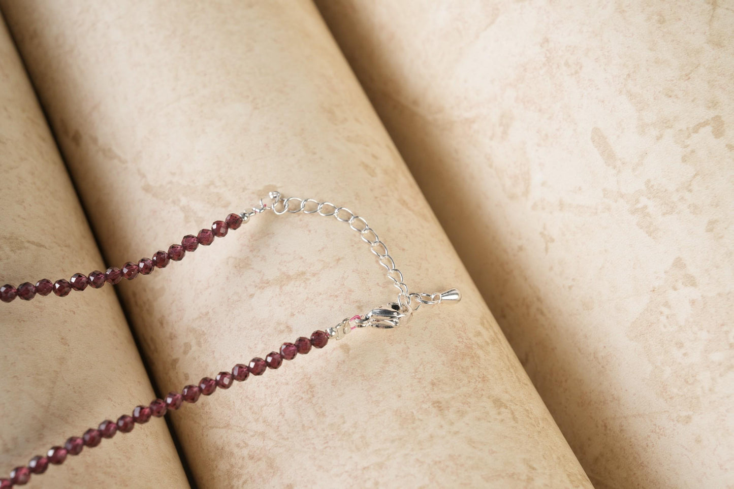 Genuine Red Garnet Beads Necklace / Layering Necklace, Dainty Beaded Necklace, Beaded Necklace, Boho Necklace, Gift for Her, Birthday Gift
