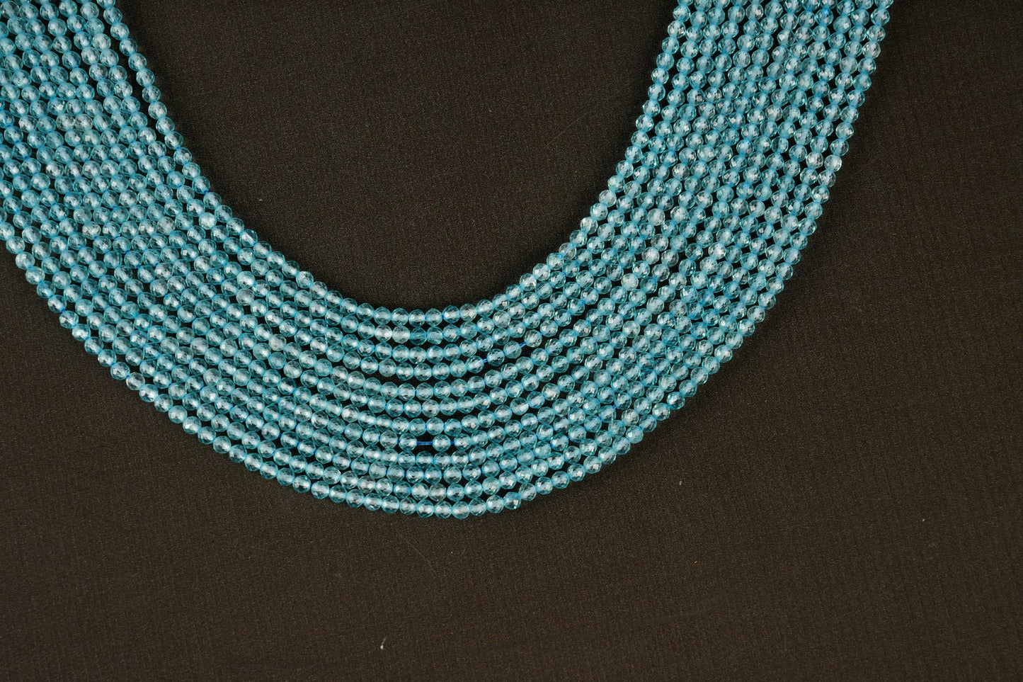 Natural Blue Topaz Gemstone Round Micro Faceted Beads String 15.5 Inches Long 2/3/4/5 MM for Jewelry Making and Crafting - AS & JG