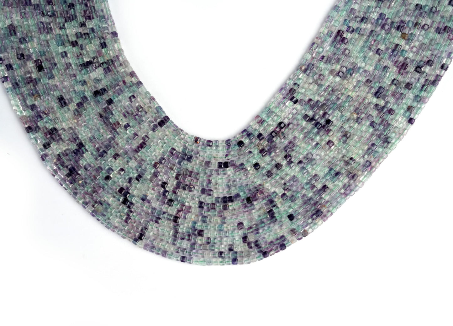 Natural Multi Fluorite Gemstone Cube/Box Micro Faceted Beads String 15.5 Inches Long 2/3/4/6 MM for Jewelry Making and Crafting - AS & JG
