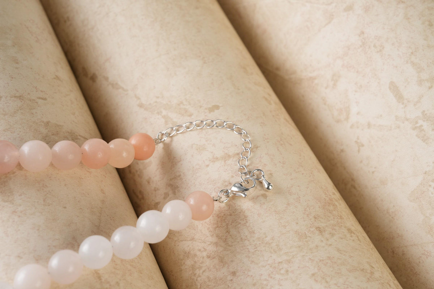 Genuine Peach Aventurine Beads Necklace / Handcrafted Adjustable Mala Necklace / 8 MM Round Smooth Beaded Necklace Jewelry For Her - AS & JG