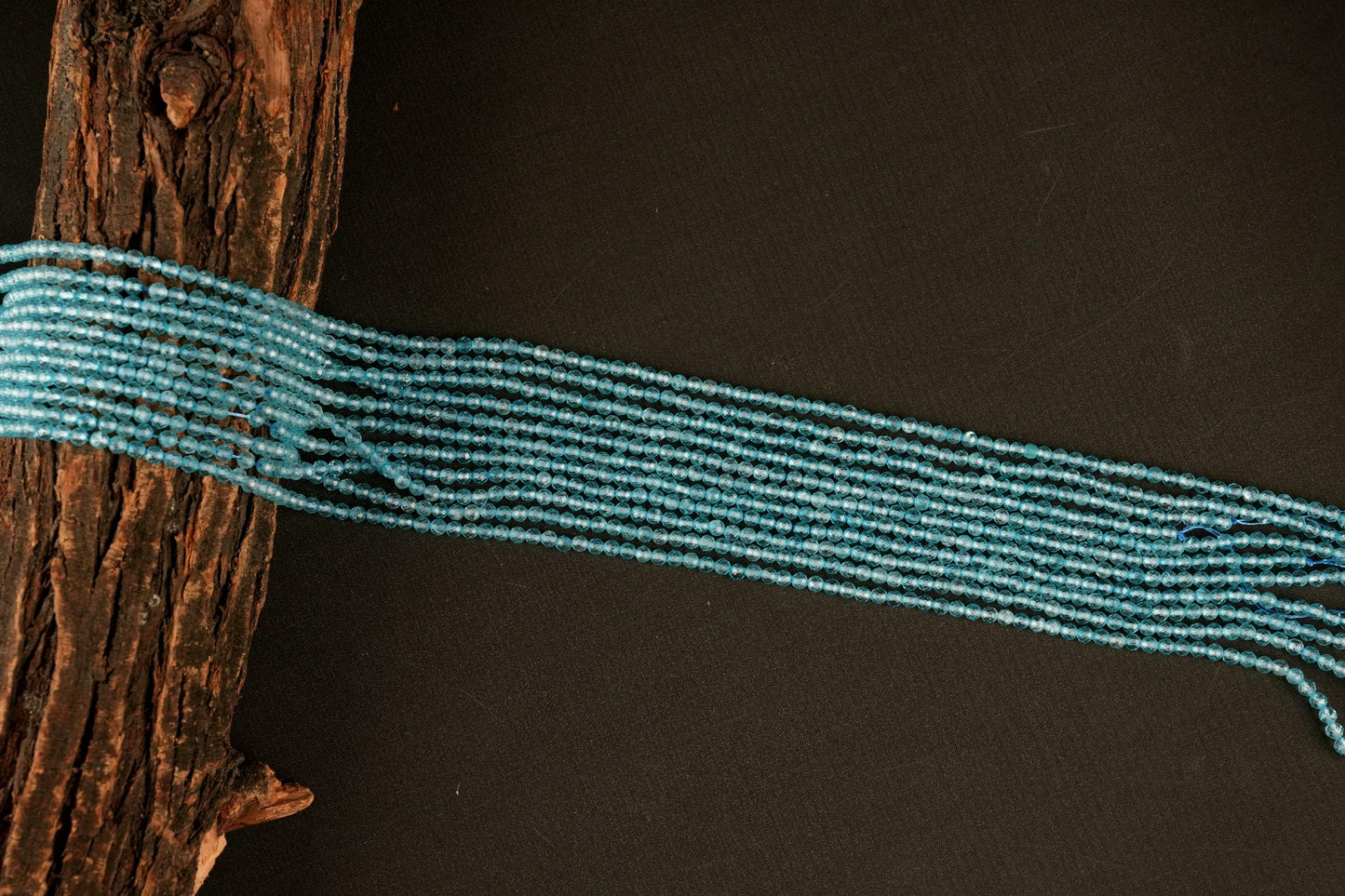 Natural Blue Topaz Gemstone Round Micro Faceted Beads String 15.5 Inches Long 2/3/4/5 MM for Jewelry Making and Crafting - AS & JG
