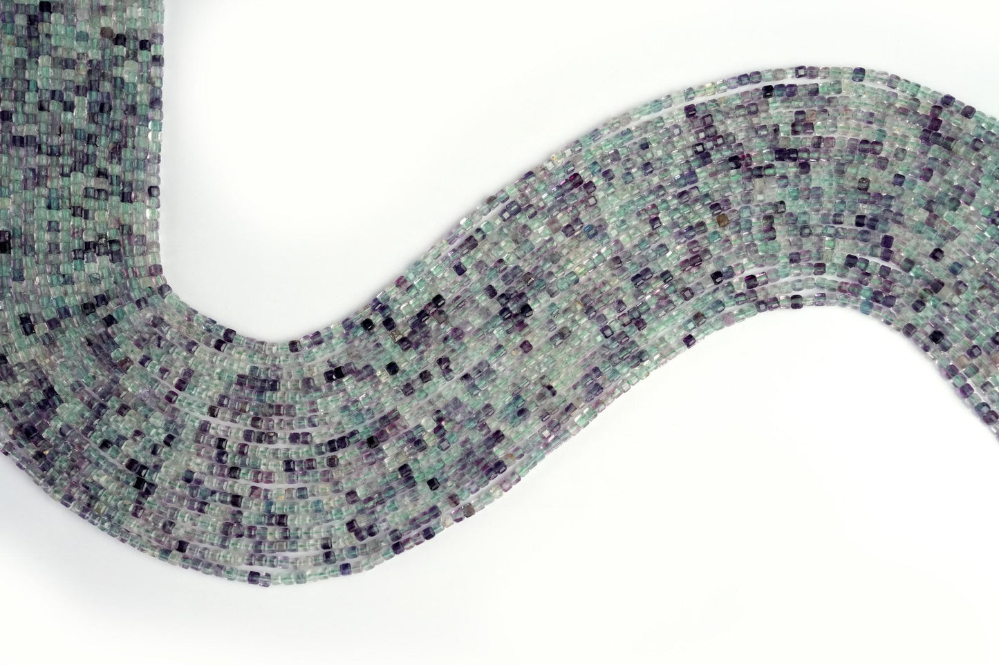 Natural Multi Fluorite Gemstone Cube/Box Micro Faceted Beads String 15.5 Inches Long 2/3/4/6 MM for Jewelry Making and Crafting - AS & JG