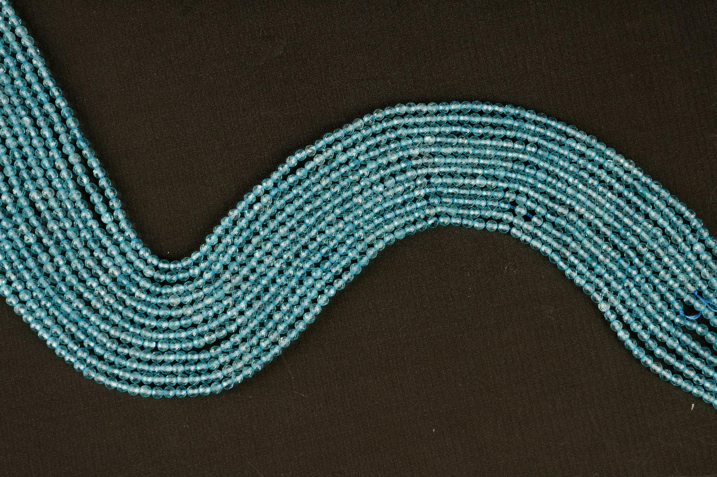 Natural Blue Topaz Gemstone Round Micro Faceted Beads String 15.5 Inches Long 2/3/4/5 MM for Jewelry Making and Crafting - AS & JG