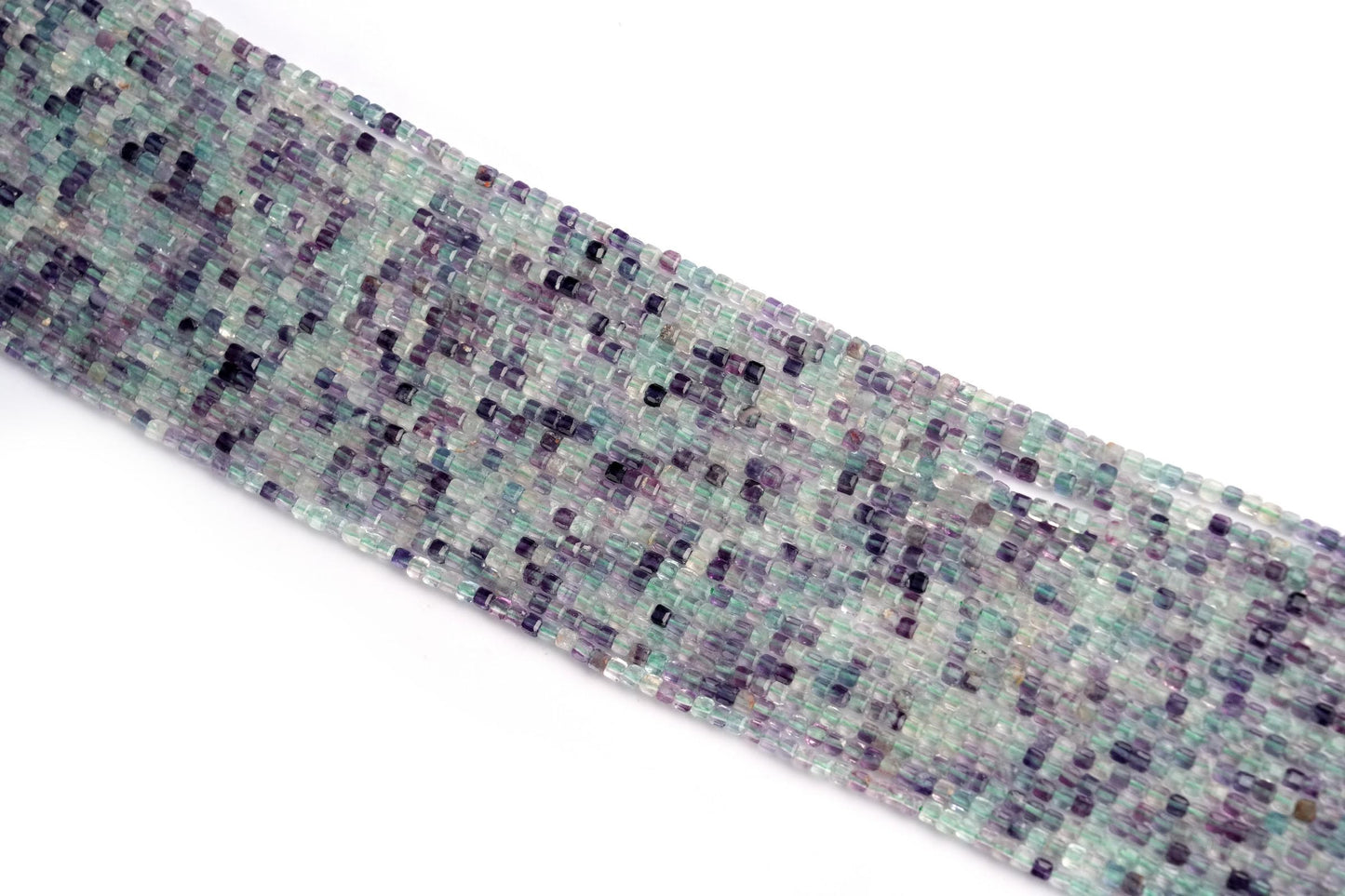 Natural Multi Fluorite Gemstone Cube/Box Micro Faceted Beads String 15.5 Inches Long 2/3/4/6 MM for Jewelry Making and Crafting - AS & JG