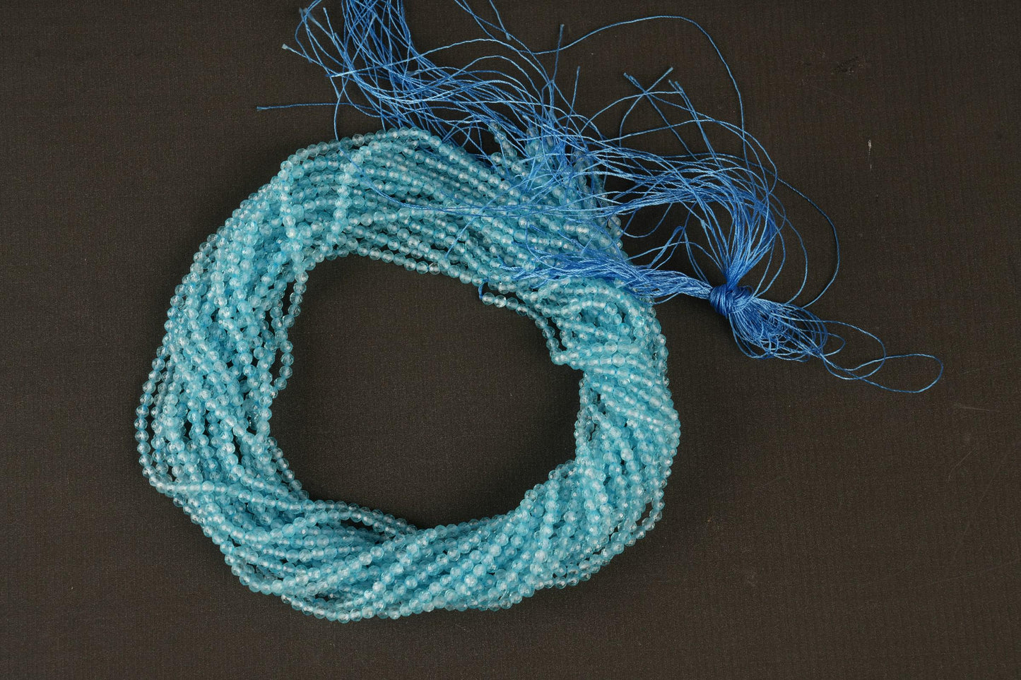 Natural Blue Topaz Gemstone Round Micro Faceted Beads String 15.5 Inches Long 2/3/4/5 MM for Jewelry Making and Crafting - AS & JG