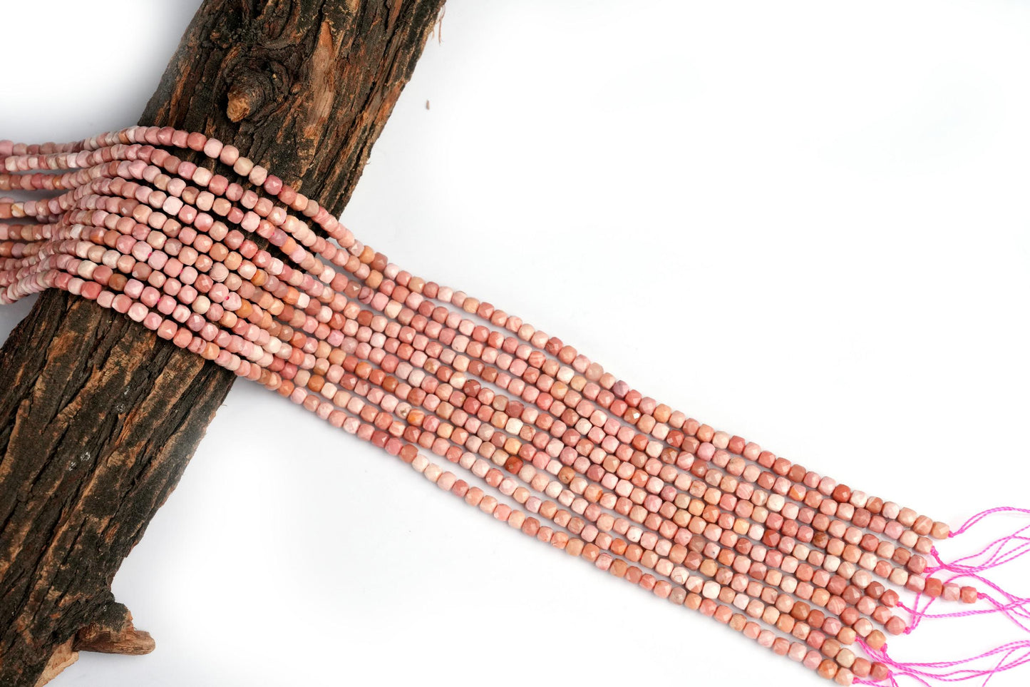 Natural Rhodonite Gemstone Cube/Box Micro Faceted Beads String 15.5 Inches Long 2/3/4/6 MM for Jewelry Making and Crafting - AS & JG