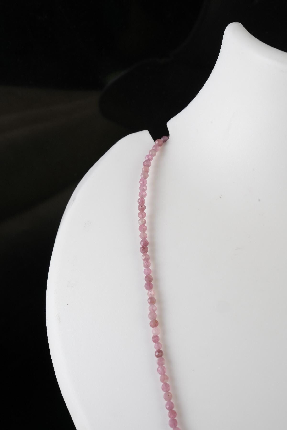Genuine Pink Tourmaline Beads Necklace / Handcrafted Adjustable Mala Necklace / 3 MM Round Micro Faceted Beaded Necklace Jewelry - AS & JG