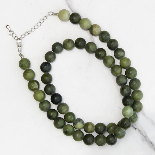 Genuine Canadian Jade Beads Necklace / Handcrafted Adjustable Mala Necklace / 8 MM Round Smooth Beaded Necklace Jewelry For Her - AS & JG