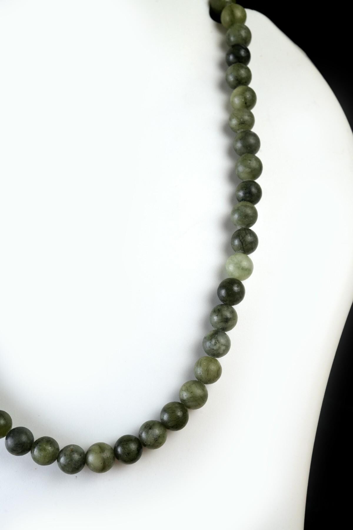Genuine Canadian Jade Beads Necklace / Handcrafted Adjustable Mala Necklace / 8 MM Round Smooth Beaded Necklace Jewelry For Her - AS & JG