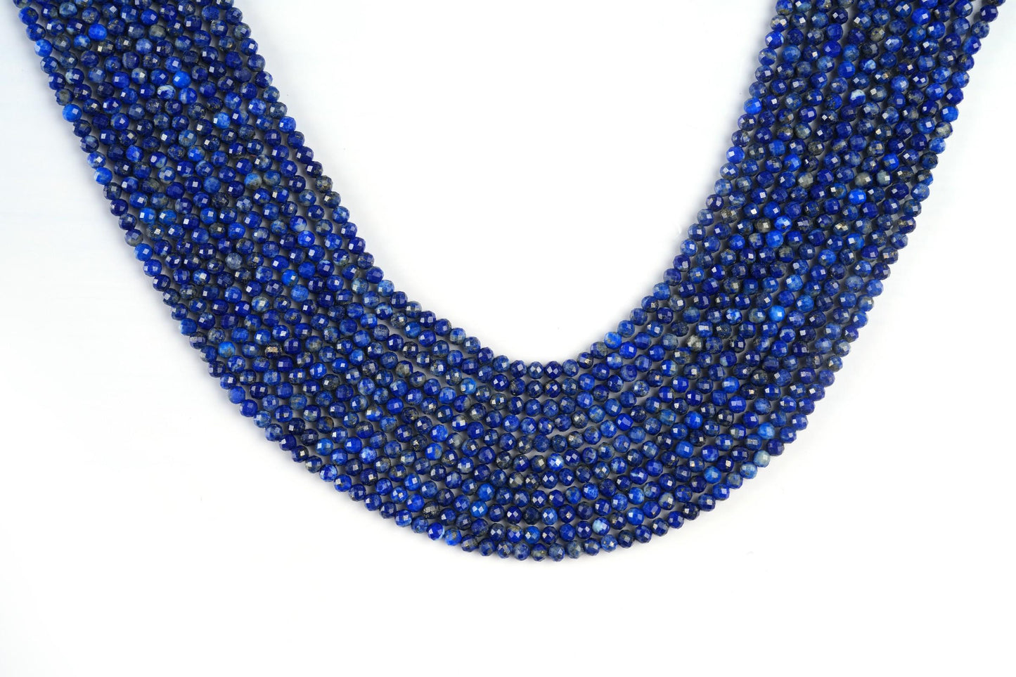 Natural Lapis Lazuli Gemstone Round Micro Faceted Beads String 15.5 Inches Long 2/3/4/6 MM for Jewelry Making and Crafting - AS & JG