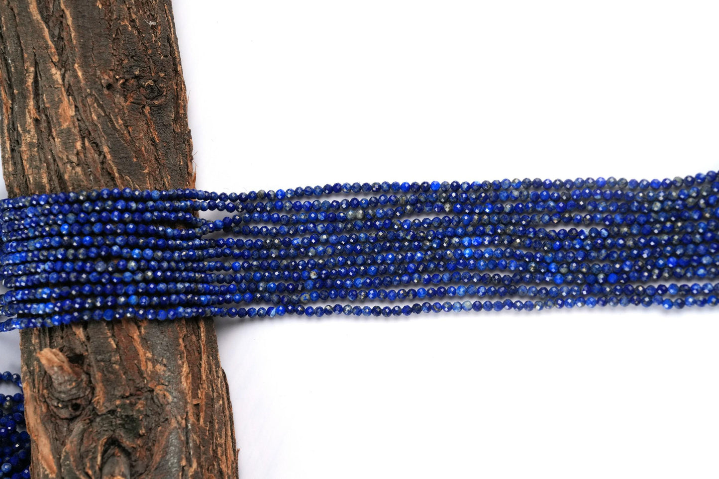 Natural Lapis Lazuli Gemstone Round Micro Faceted Beads String 15.5 Inches Long 2/3/4/6 MM for Jewelry Making and Crafting - AS & JG