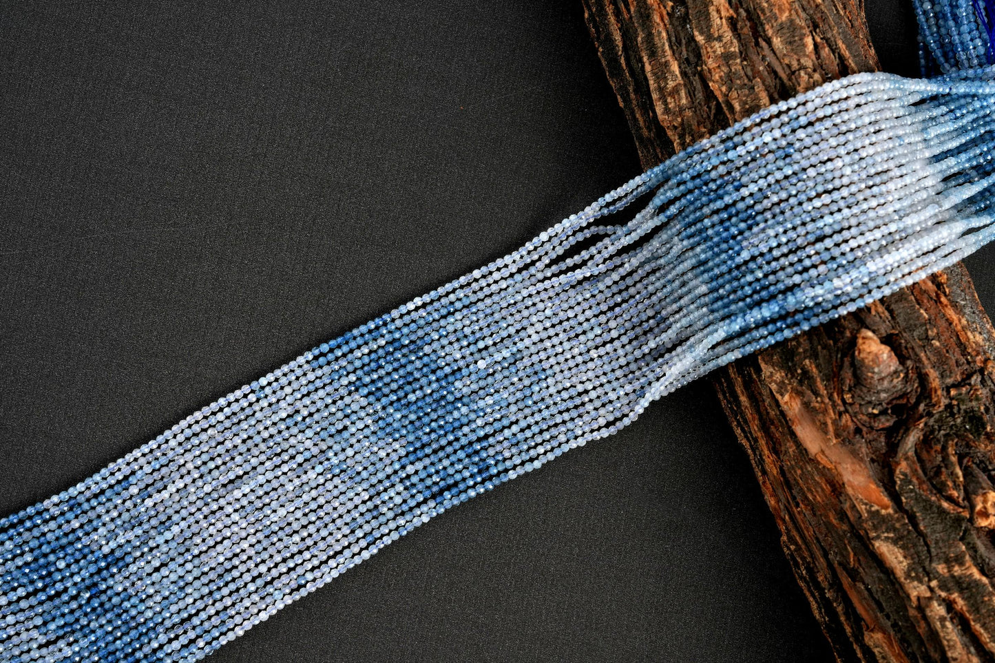 Natural Aquamarine Shaded Gemstone Round Micro Faceted Beads String 15.5 Inches Long 2/3/4/6 MM for Jewelry Making and Crafting - AS & JG