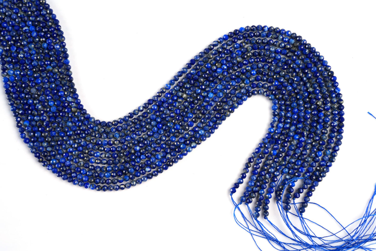 Natural Lapis Lazuli Gemstone Round Micro Faceted Beads String 15.5 Inches Long 2/3/4/6 MM for Jewelry Making and Crafting - AS & JG