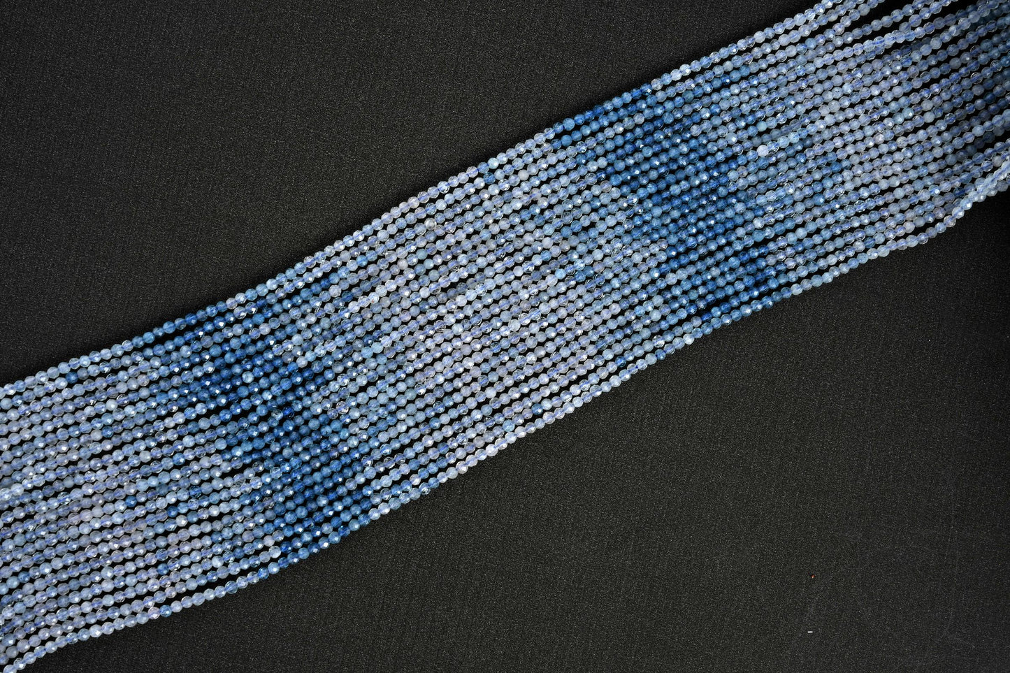 Natural Aquamarine Shaded Gemstone Round Micro Faceted Beads String 15.5 Inches Long 2/3/4/6 MM for Jewelry Making and Crafting - AS & JG