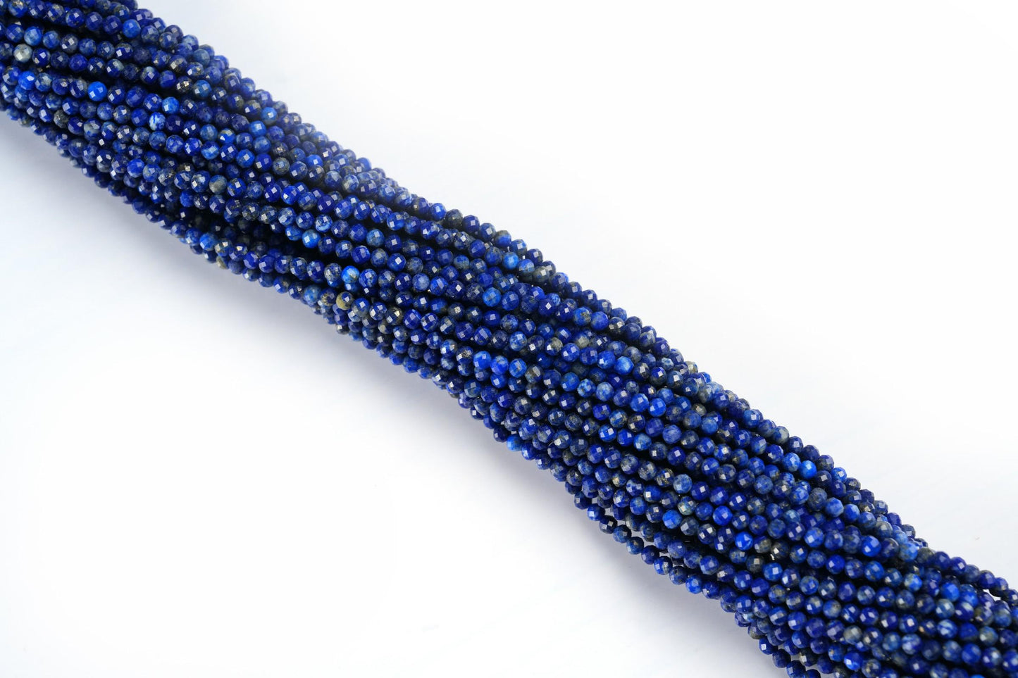Natural Lapis Lazuli Gemstone Round Micro Faceted Beads String 15.5 Inches Long 2/3/4/6 MM for Jewelry Making and Crafting - AS & JG