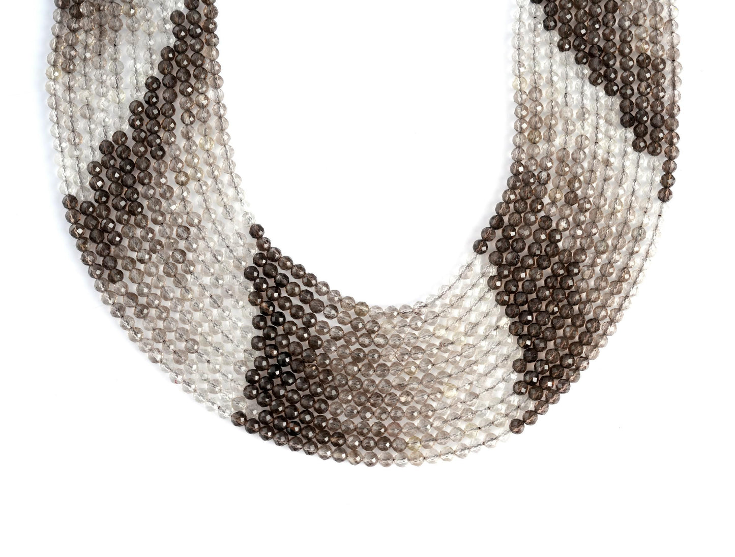Natural Smoky Quartz Shaded Gemstone Round Micro Faceted Beads String 15.5 Inches Long 2/3/4/6 MM for Jewelry Making and Crafting - AS & JG