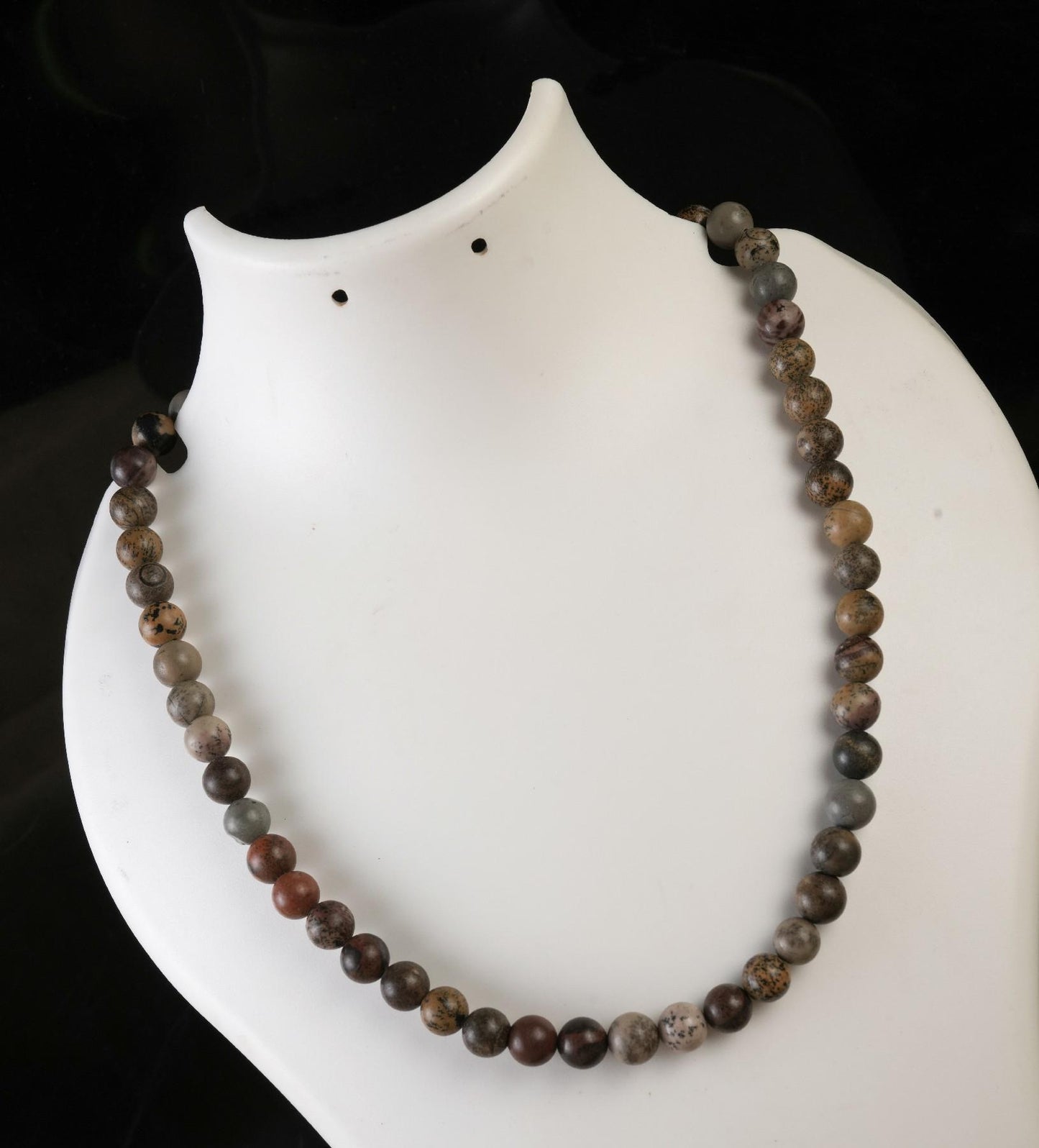 Genuine Leopard Skin Jasper Beads Necklace / Handcrafted Adjustable Mala Necklace / 8 MM Round Smooth Beaded Necklace Jewelry For Her -AS&JG