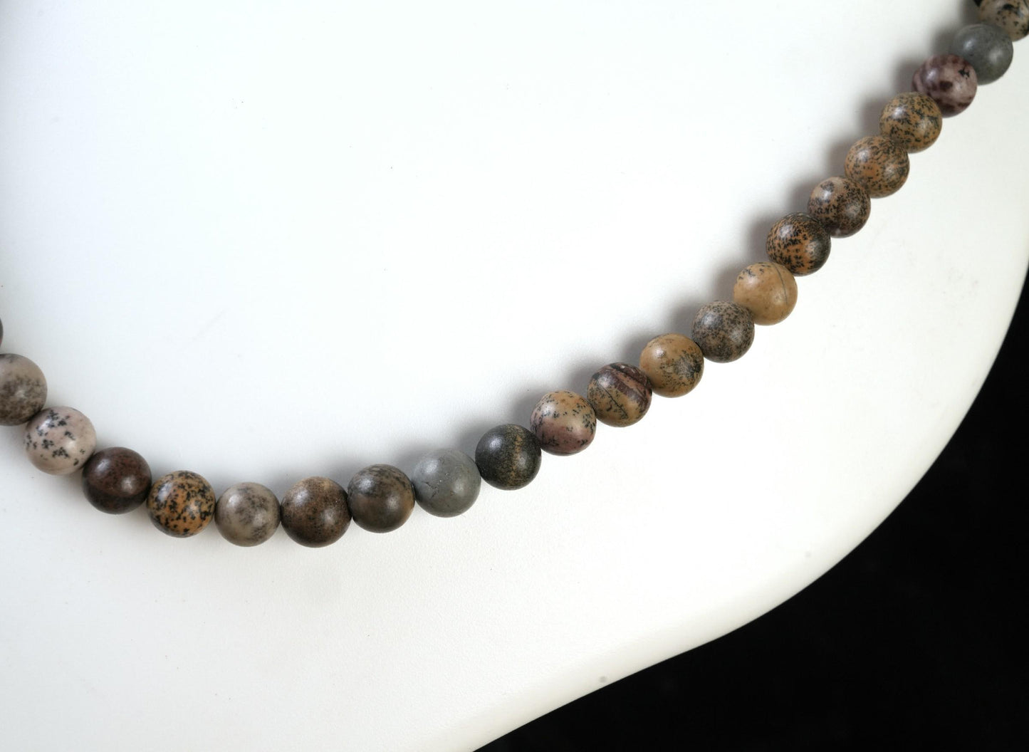 Genuine Leopard Skin Jasper Beads Necklace / Handcrafted Adjustable Mala Necklace / 8 MM Round Smooth Beaded Necklace Jewelry For Her -AS&JG