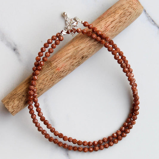 Genuine Golden Sandstone Beads Necklace / Handcrafted Adjustable Mala Necklace / 3 MM Round Micro Faceted Beaded Necklace Jewelry - AS & JG