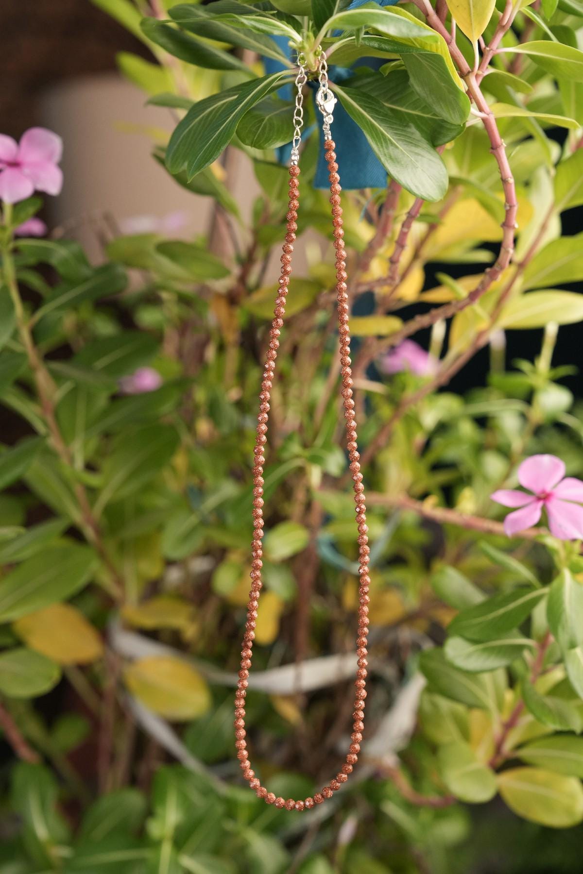 Genuine Golden Sandstone Beads Necklace / Handcrafted Adjustable Mala Necklace / 3 MM Round Micro Faceted Beaded Necklace Jewelry - AS & JG