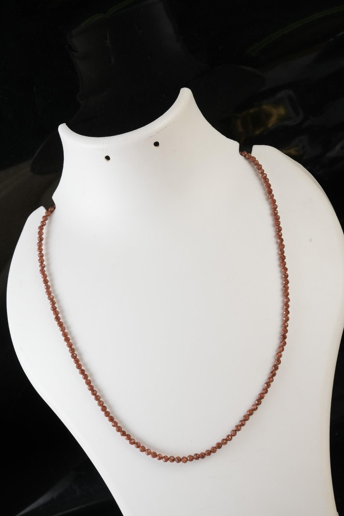 Genuine Golden Sandstone Beads Necklace / Handcrafted Adjustable Mala Necklace / 3 MM Round Micro Faceted Beaded Necklace Jewelry - AS & JG