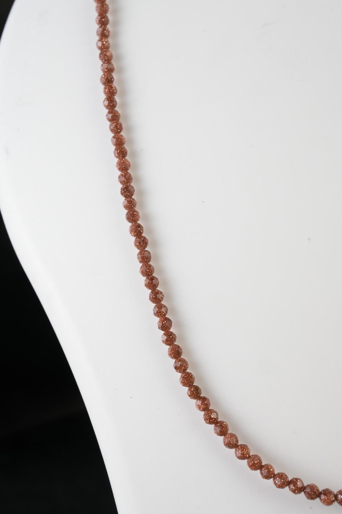 Genuine Golden Sandstone Beads Necklace / Handcrafted Adjustable Mala Necklace / 3 MM Round Micro Faceted Beaded Necklace Jewelry - AS & JG