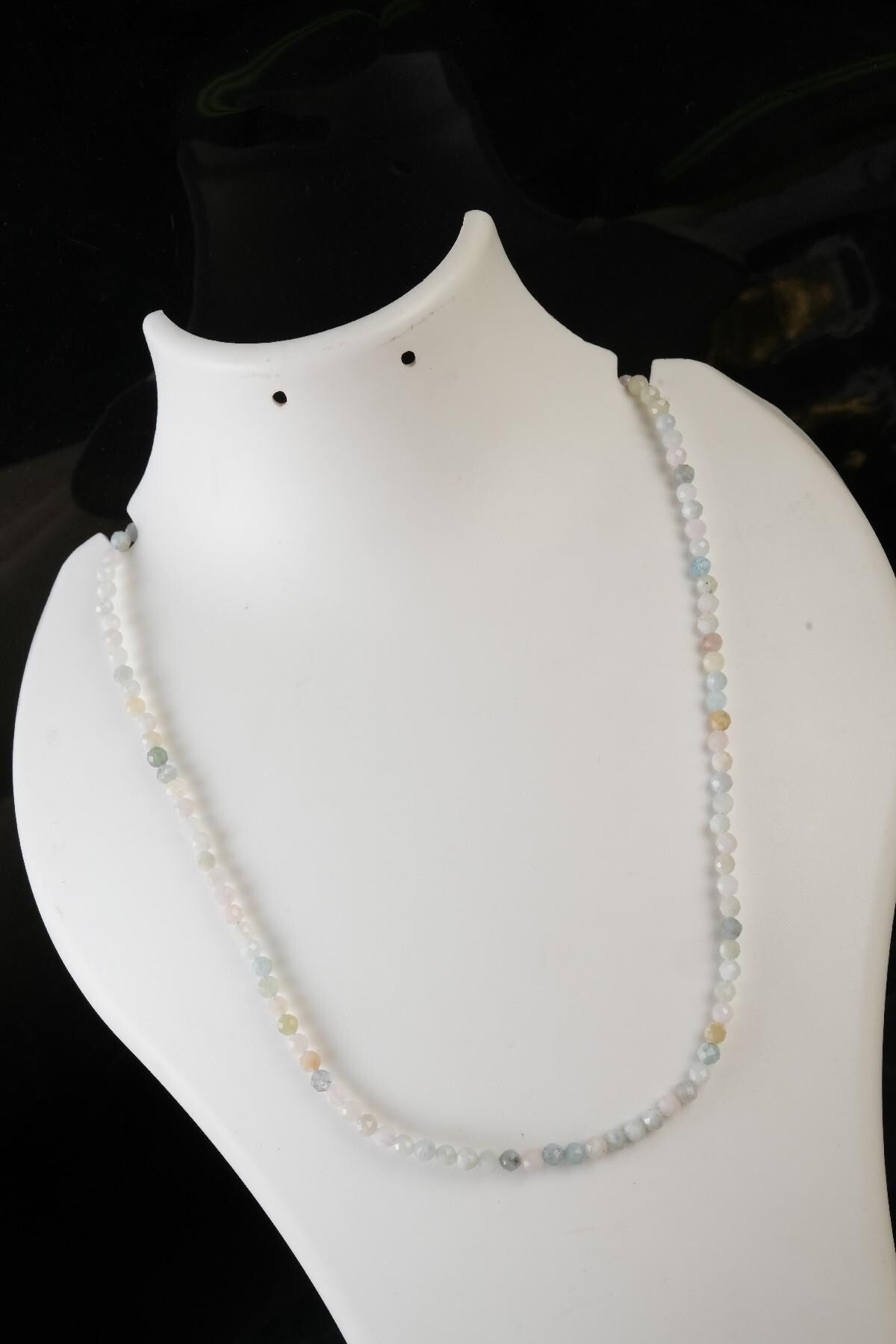 Genuine Morganite Beads Necklace / Handcrafted Adjustable Mala Necklace / 3 MM Round Micro Faceted Beaded Necklace Jewelry - AS & JG