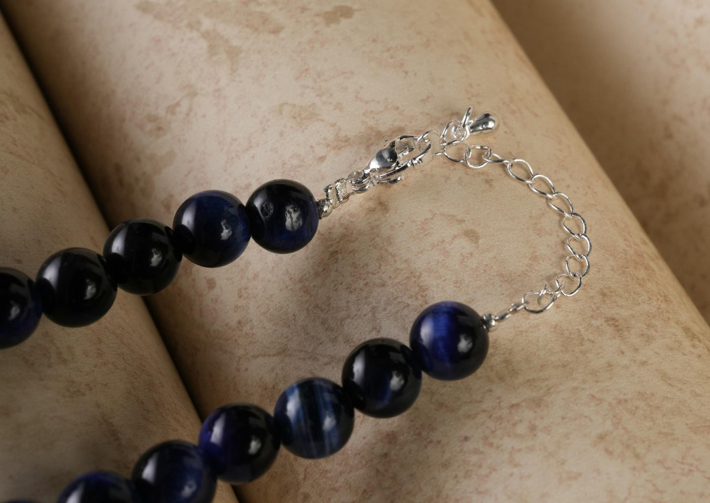 Genuine Blue Tiger's Eye Beads Necklace / Handcrafted Adjustable Mala Necklace / 8 MM Round Smooth Beaded Necklace Jewelry For Her - AS & JG