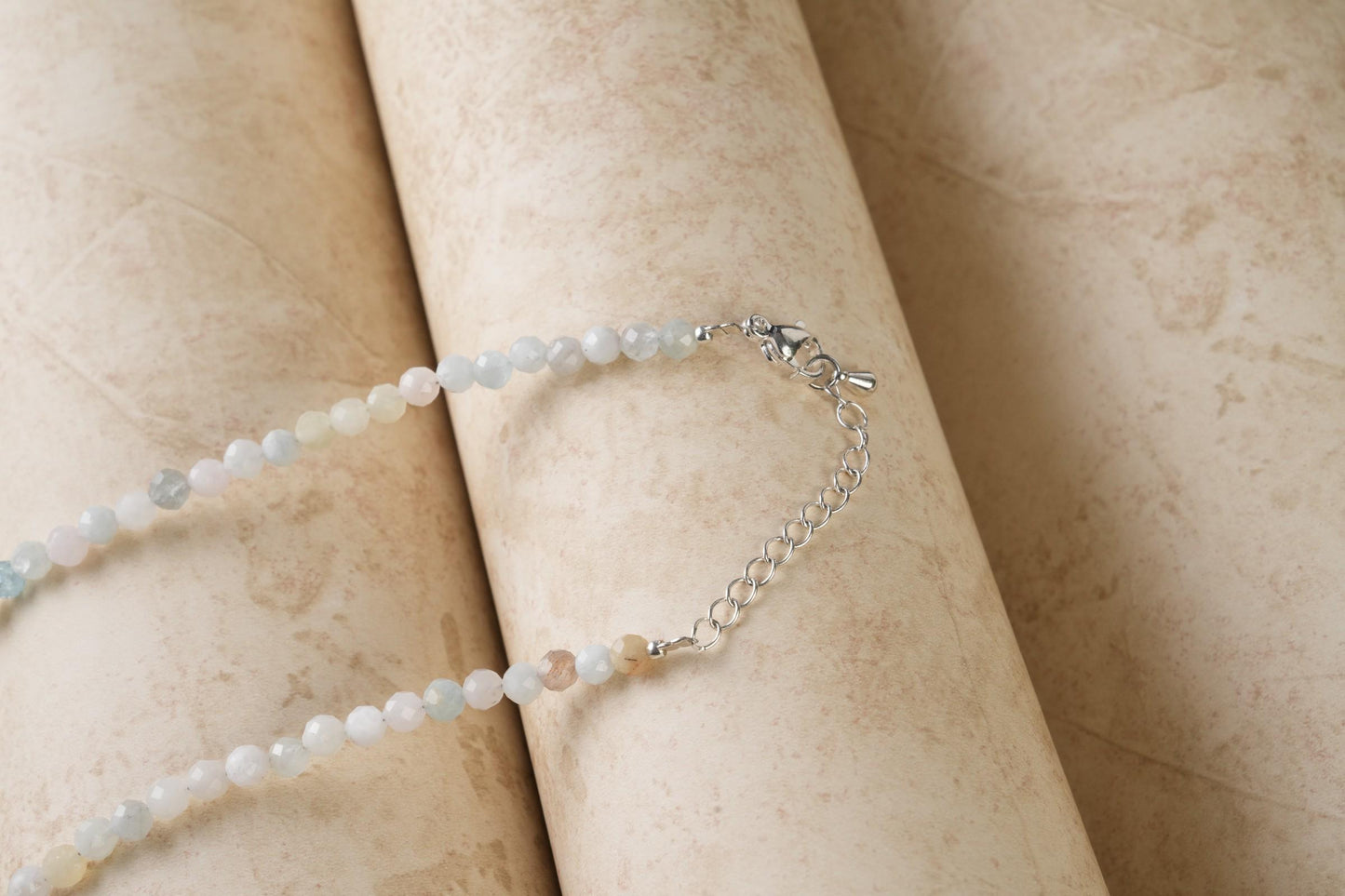 Genuine Morganite Beads Necklace / Handcrafted Adjustable Mala Necklace / 3 MM Round Micro Faceted Beaded Necklace Jewelry - AS & JG