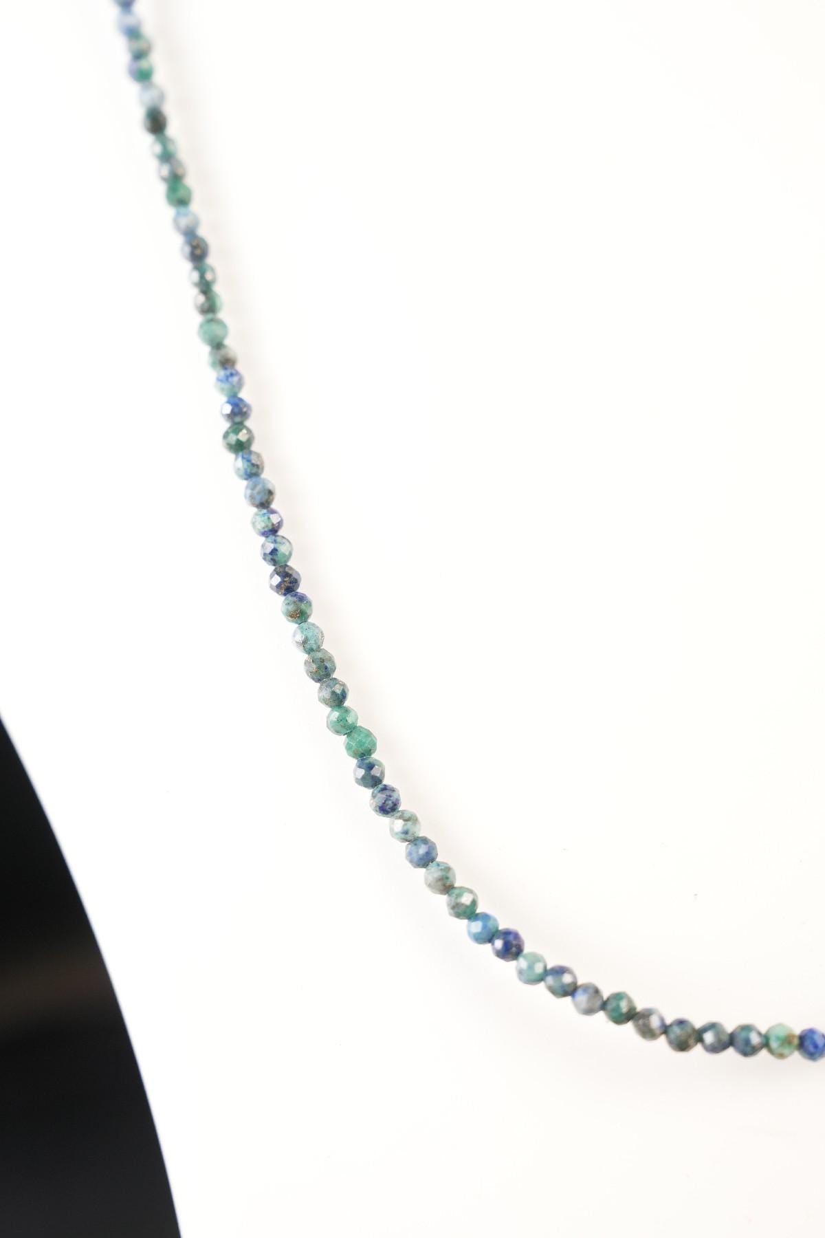 Genuine African Turquoise Beads Necklace / Handcrafted Adjustable Mala Necklace / 3 MM Round Micro Faceted Beaded Necklace Jewelry - AS & JG