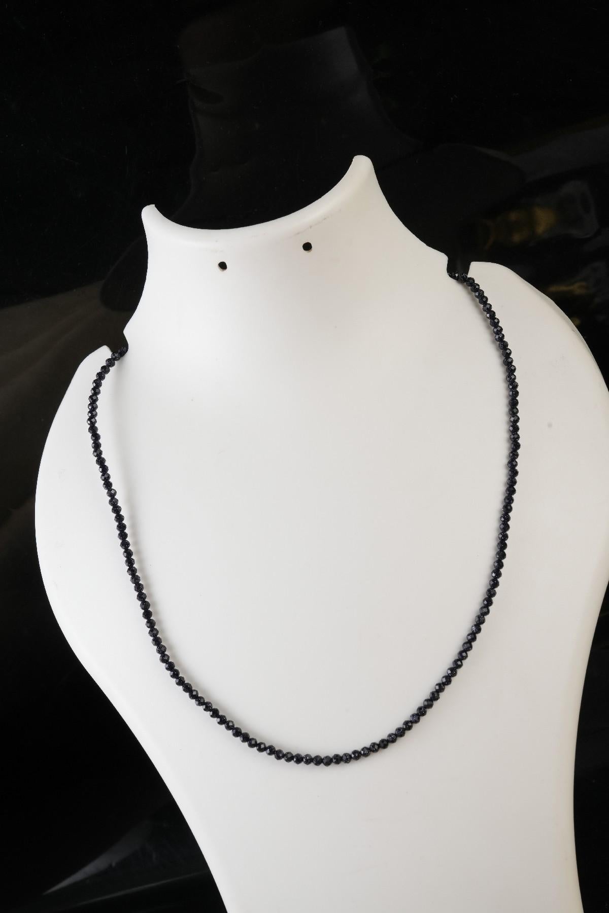 Genuine Blue Sandstone Beads Necklace / Handcrafted Adjustable Mala Necklace / 3 MM Round Micro Faceted Beaded Necklace Jewelry - AS & JG