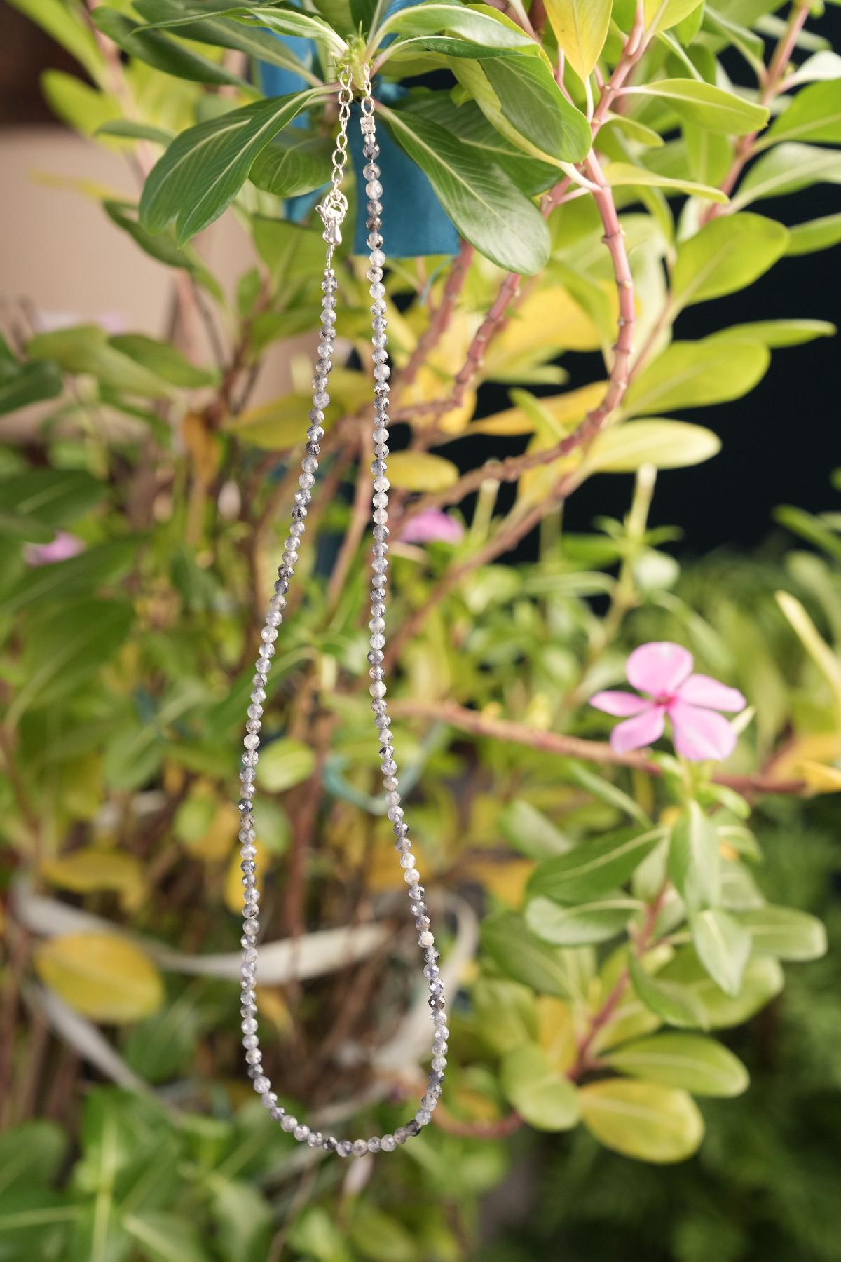 Genuine Iolite Beads Necklace / Handcrafted Adjustable Mala Necklace / 3 MM Round Micro Faceted Beaded Necklace Jewelry - AS & JG