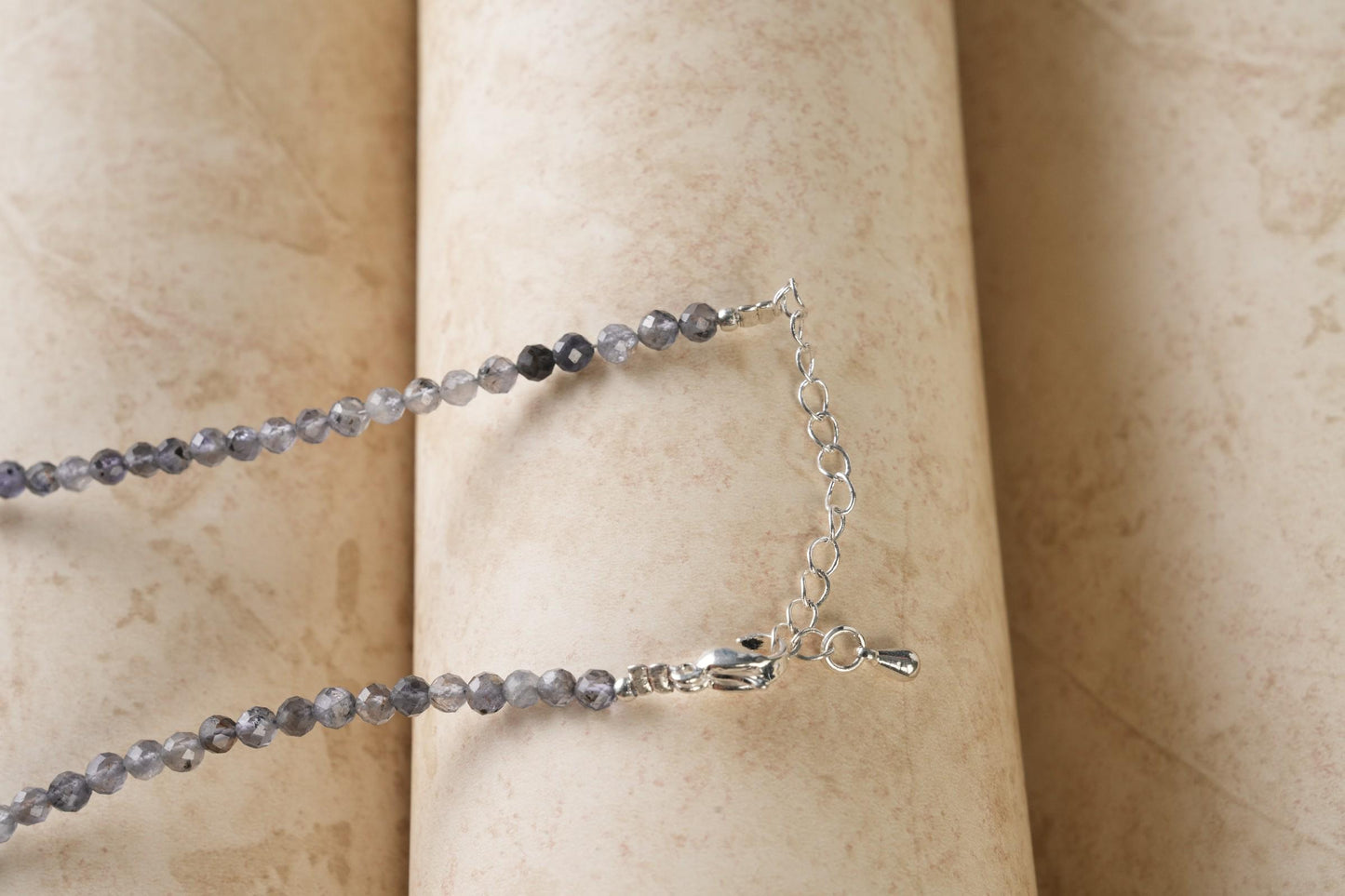 Genuine Iolite Beads Necklace / Handcrafted Adjustable Mala Necklace / 3 MM Round Micro Faceted Beaded Necklace Jewelry - AS & JG