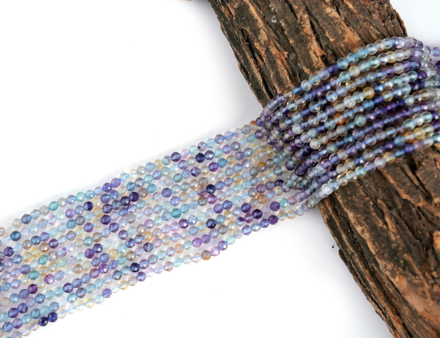 Natural Fluorite Gemstone Round Micro Faceted Beads String 15.5 Inches Long 2/3/4/6 MM for Jewelry Making and Crafting - AS & JG