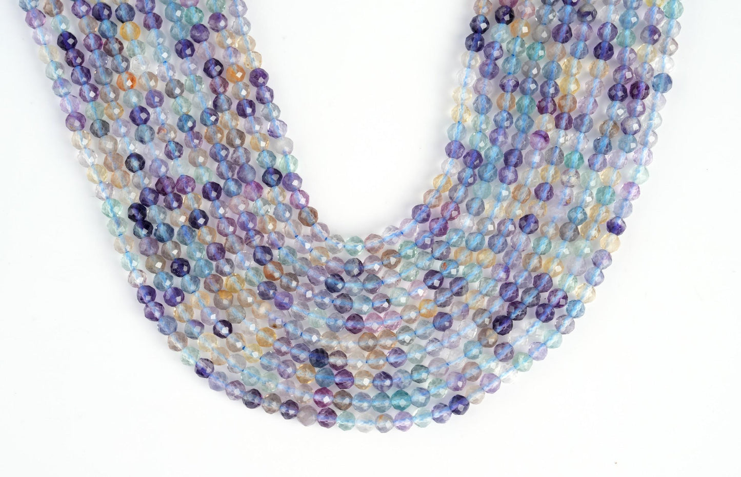 Natural Fluorite Gemstone Round Micro Faceted Beads String 15.5 Inches Long 2/3/4/6 MM for Jewelry Making and Crafting - AS & JG