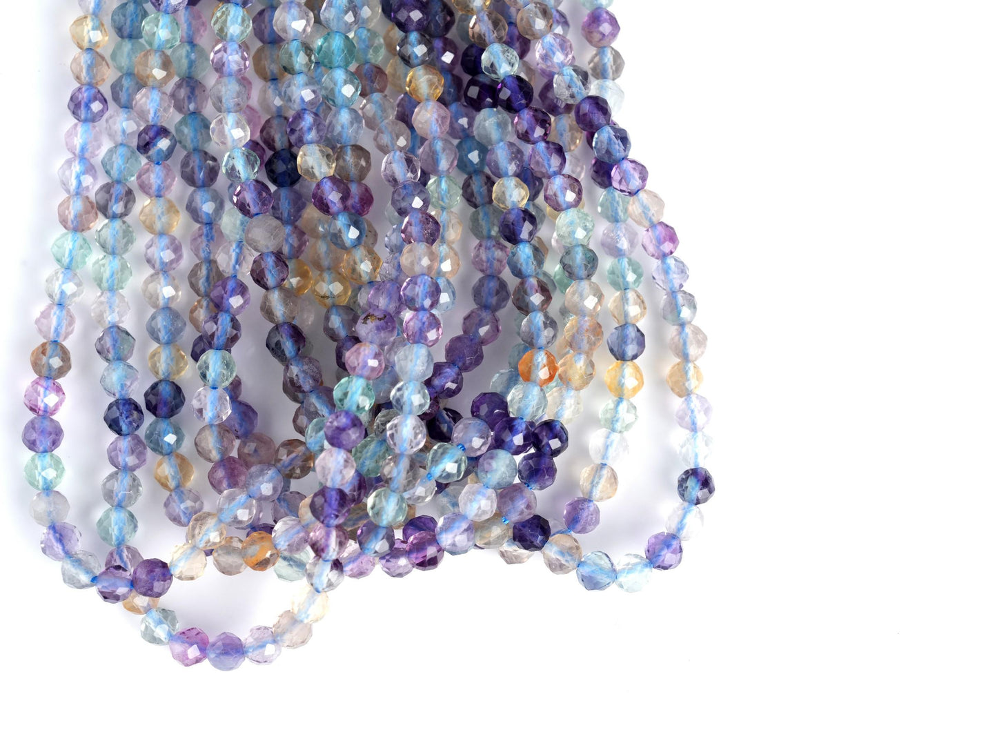 Natural Fluorite Gemstone Round Micro Faceted Beads String 15.5 Inches Long 2/3/4/6 MM for Jewelry Making and Crafting - AS & JG