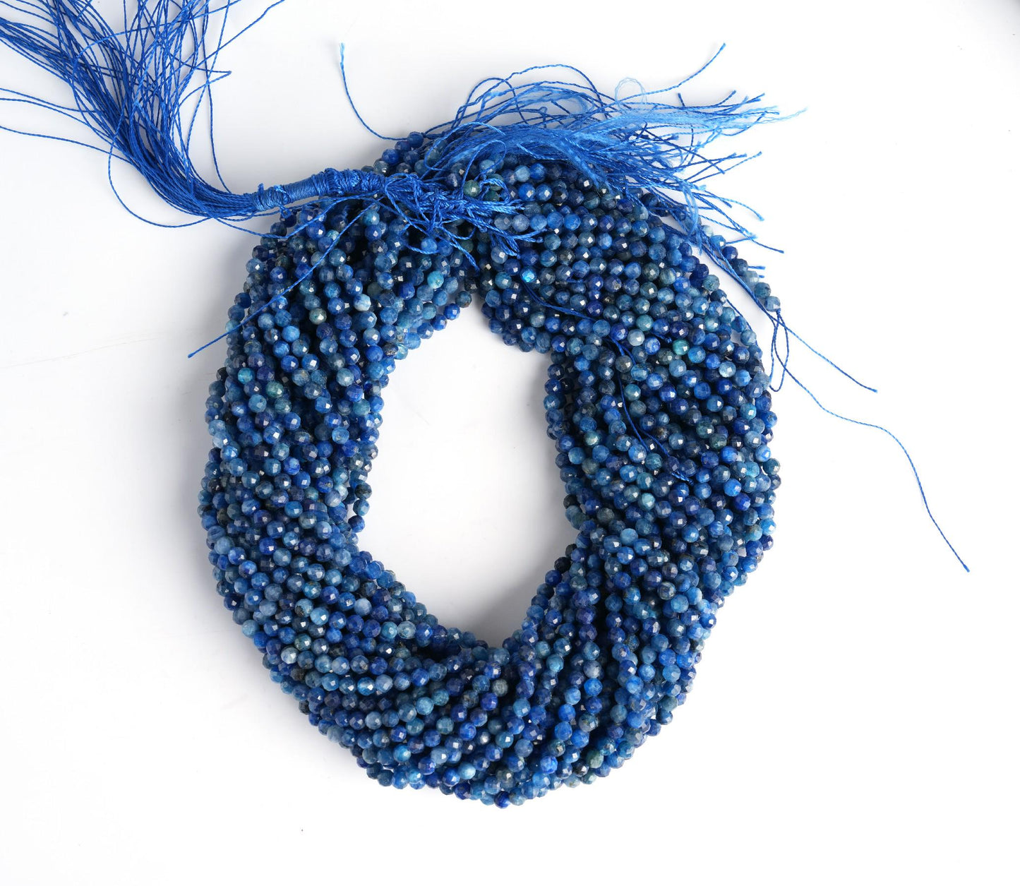 Natural Kyanite Gemstone Round Micro Faceted Beads String 15.5 Inches Long 2/3/4/6 MM for Jewelry Making and Crafting - AS & JG
