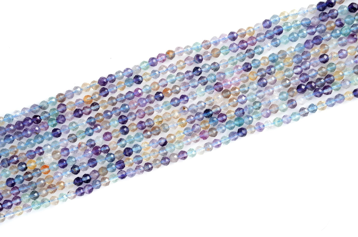 Natural Fluorite Gemstone Round Micro Faceted Beads String 15.5 Inches Long 2/3/4/6 MM for Jewelry Making and Crafting - AS & JG