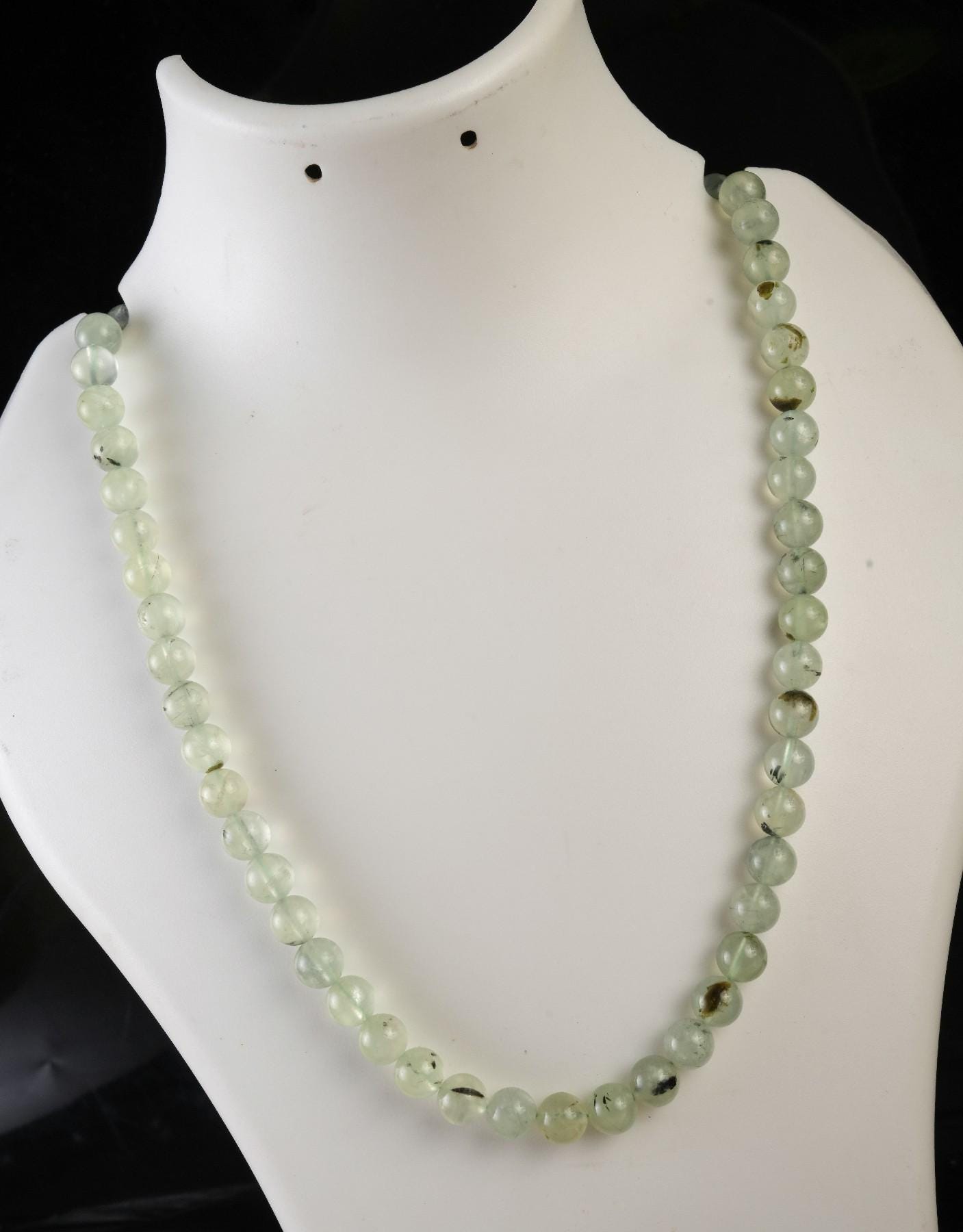 Genuine Prehnite Beads Necklace / Handcrafted Adjustable Mala Necklace / 8 MM Round Smooth Beaded Necklace Jewelry For Her - AS & JG