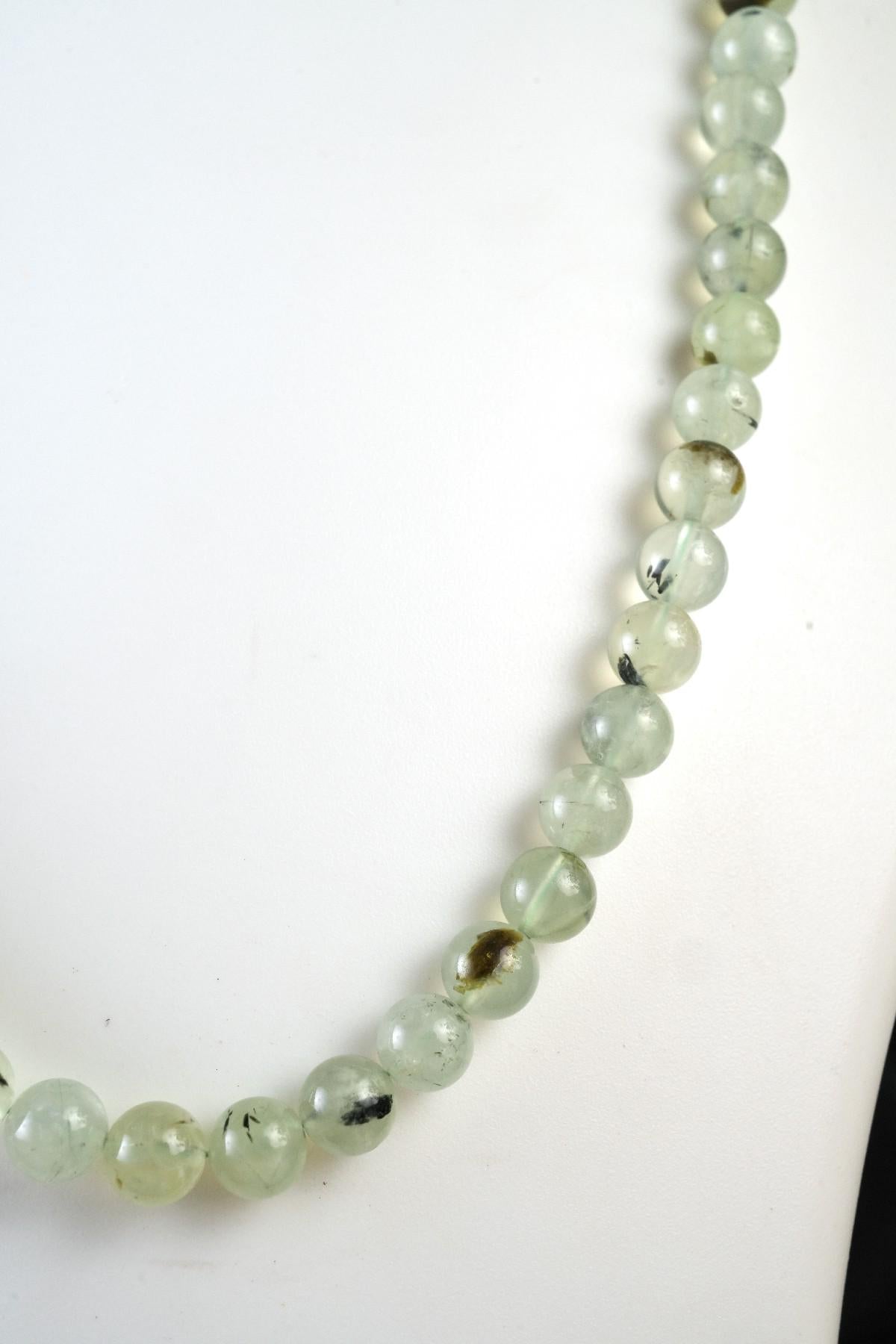 Genuine Prehnite Beads Necklace / Handcrafted Adjustable Mala Necklace / 8 MM Round Smooth Beaded Necklace Jewelry For Her - AS & JG