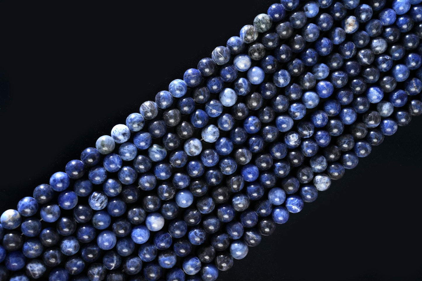 Natural Sodalite A Gemstone Round Smooth Beads String 15.5 Inches Long 4/6/8/10 MM for Jewelry Making and Crafting - AS & JG