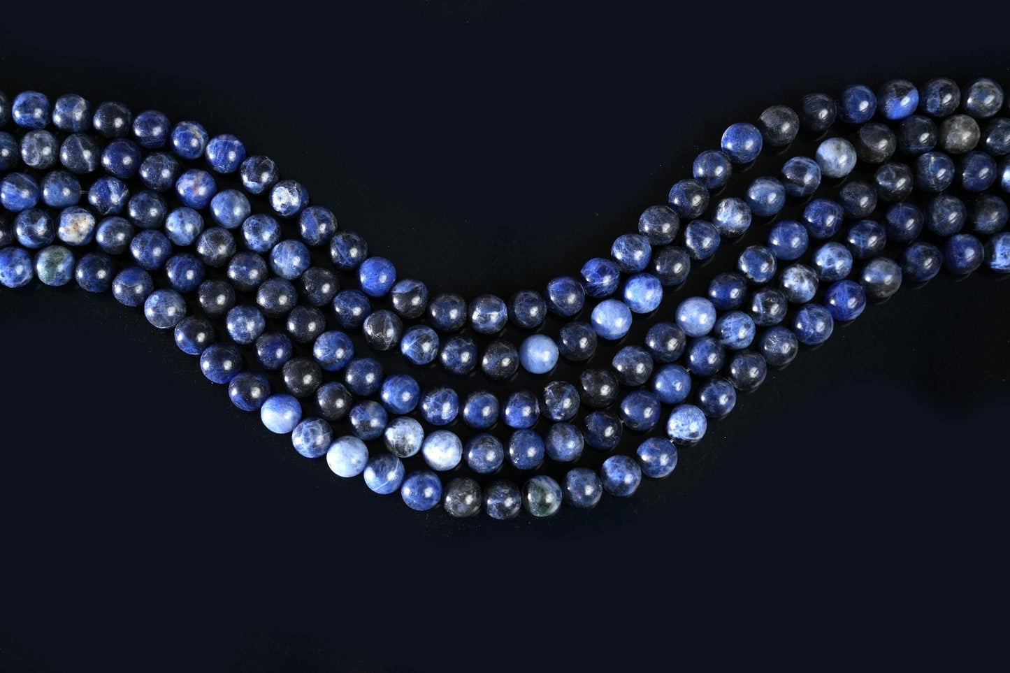 Natural Sodalite A Gemstone Round Smooth Beads String 15.5 Inches Long 4/6/8/10 MM for Jewelry Making and Crafting - AS & JG
