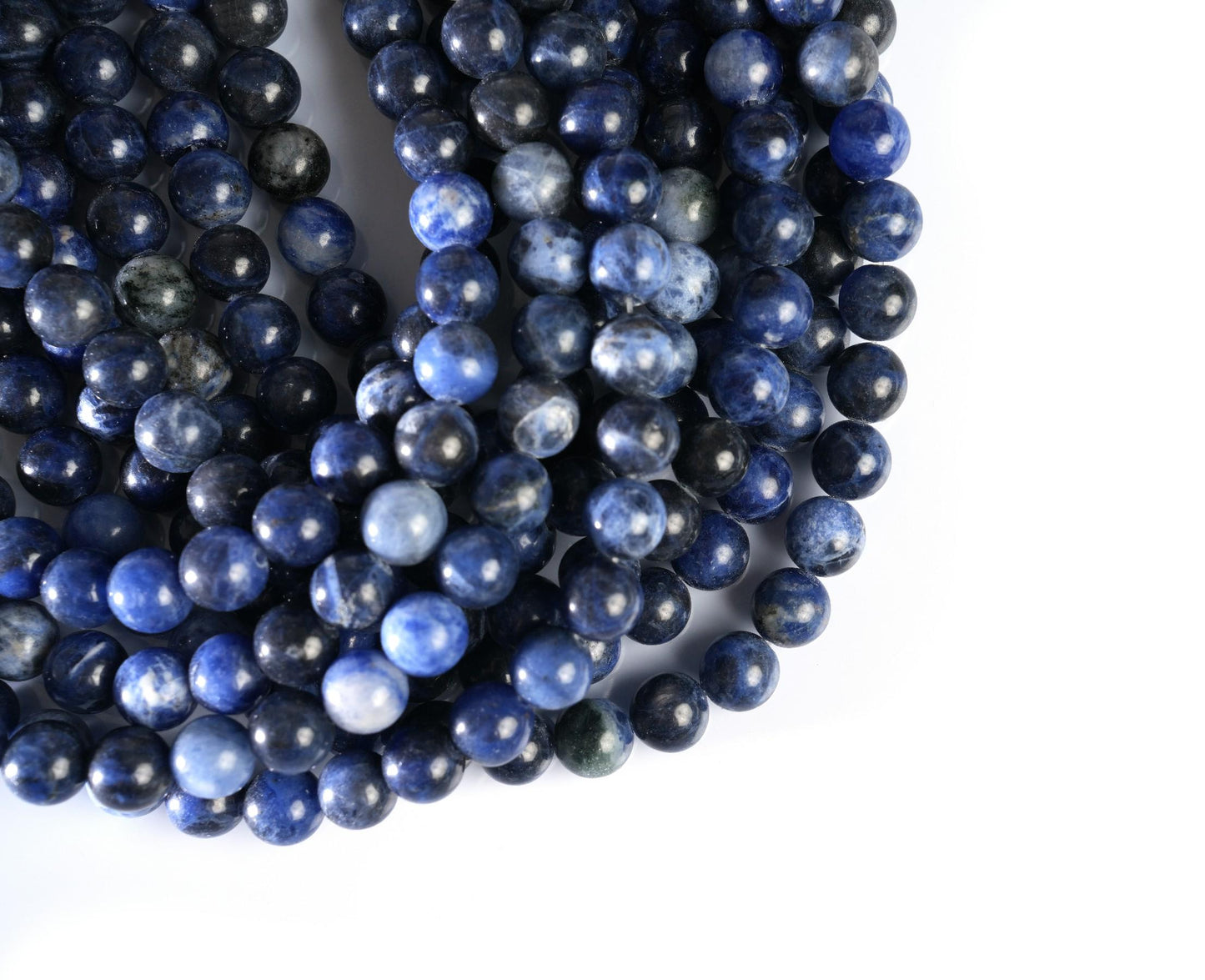 Natural Sodalite A Gemstone Round Smooth Beads String 15.5 Inches Long 4/6/8/10 MM for Jewelry Making and Crafting - AS & JG