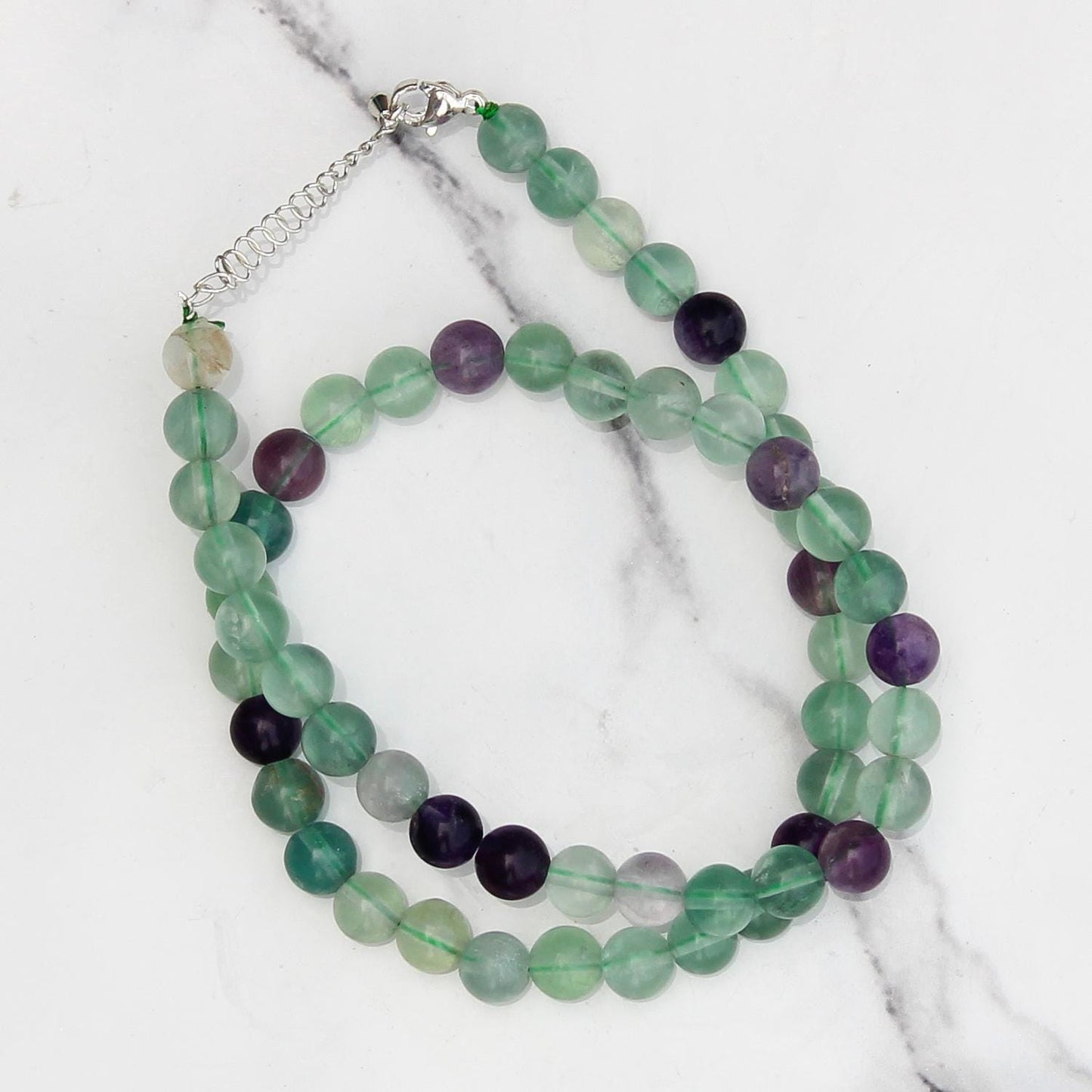 Genuine Multi Fluorite Beads Necklace / Handcrafted Adjustable Mala Necklace / 8 MM Round Smooth Beaded Necklace Jewelry For Her - AS & JG