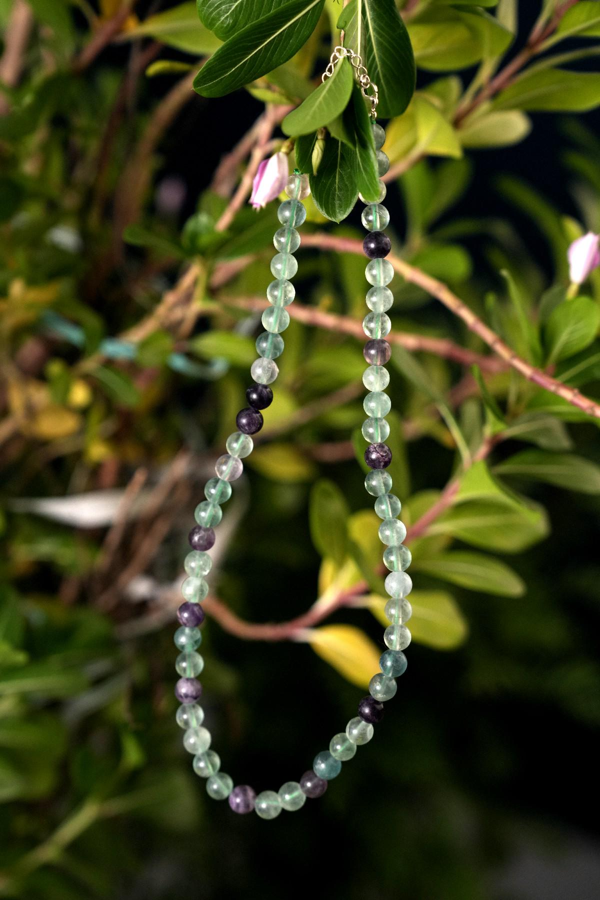 Genuine Multi Fluorite Beads Necklace / Handcrafted Adjustable Mala Necklace / 8 MM Round Smooth Beaded Necklace Jewelry For Her - AS & JG