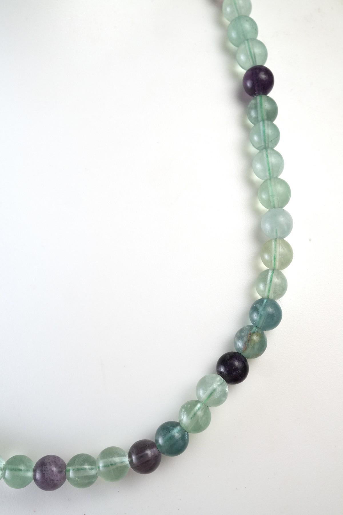 Genuine Multi Fluorite Beads Necklace / Handcrafted Adjustable Mala Necklace / 8 MM Round Smooth Beaded Necklace Jewelry For Her - AS & JG