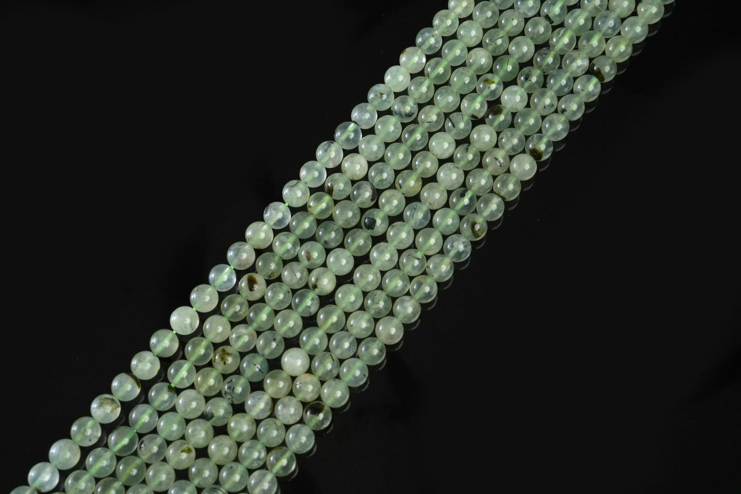 Natural Prehnite Gemstone Round Smooth Beads String 15.5 Inches Long 4/6/8/10 MM for Jewelry Making and Crafting - AS & JG
