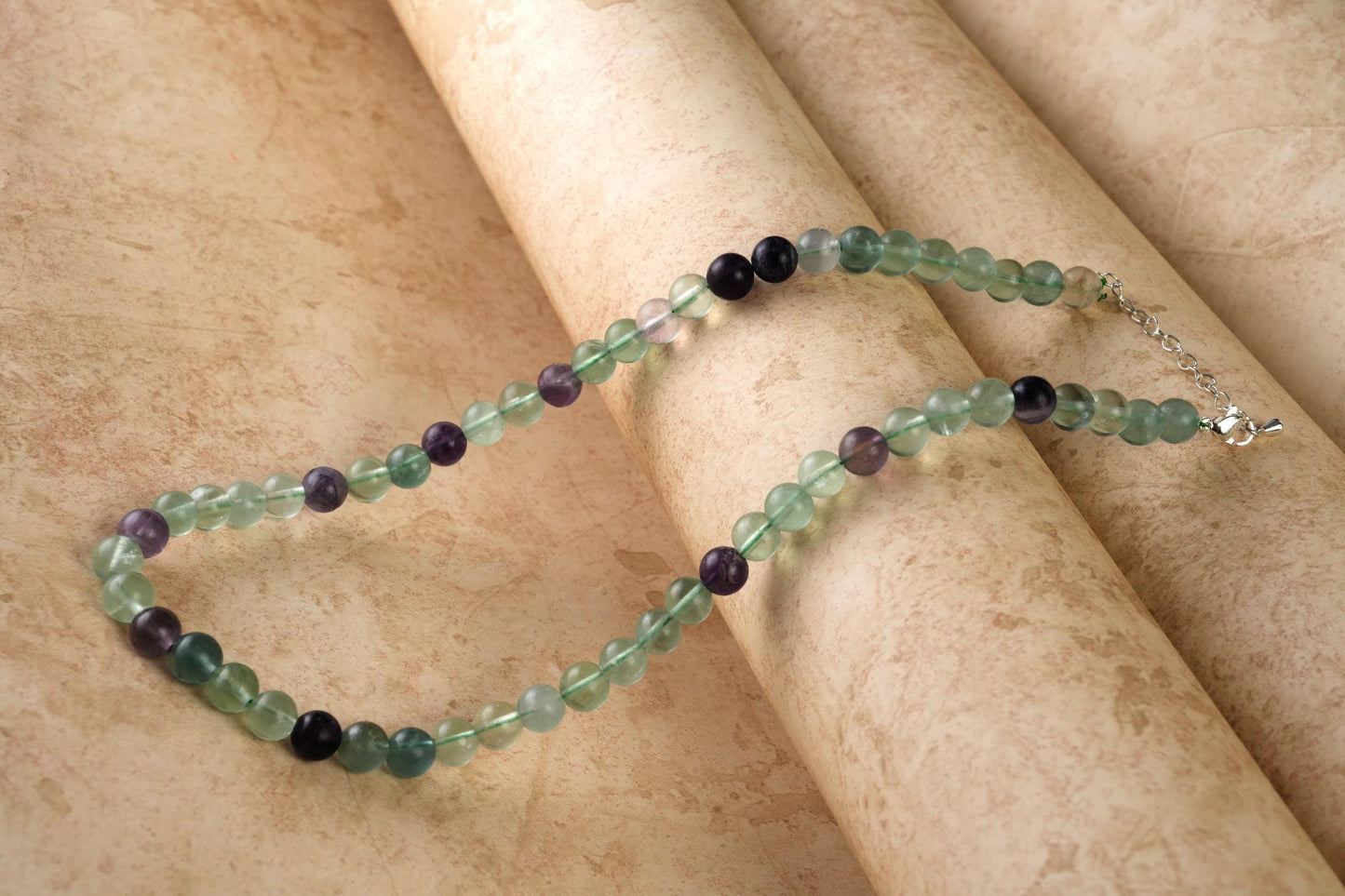 Genuine Multi Fluorite Beads Necklace / Handcrafted Adjustable Mala Necklace / 8 MM Round Smooth Beaded Necklace Jewelry For Her - AS & JG