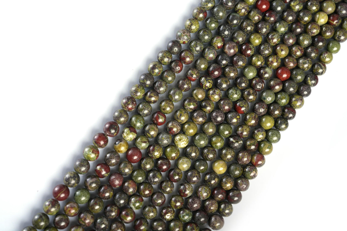 Natural Dragon Blood Jasper Gemstone Round Smooth Beads String 15.5 Inches Long 4/6/8/10 MM for Jewelry Making and Crafting - AS & JG