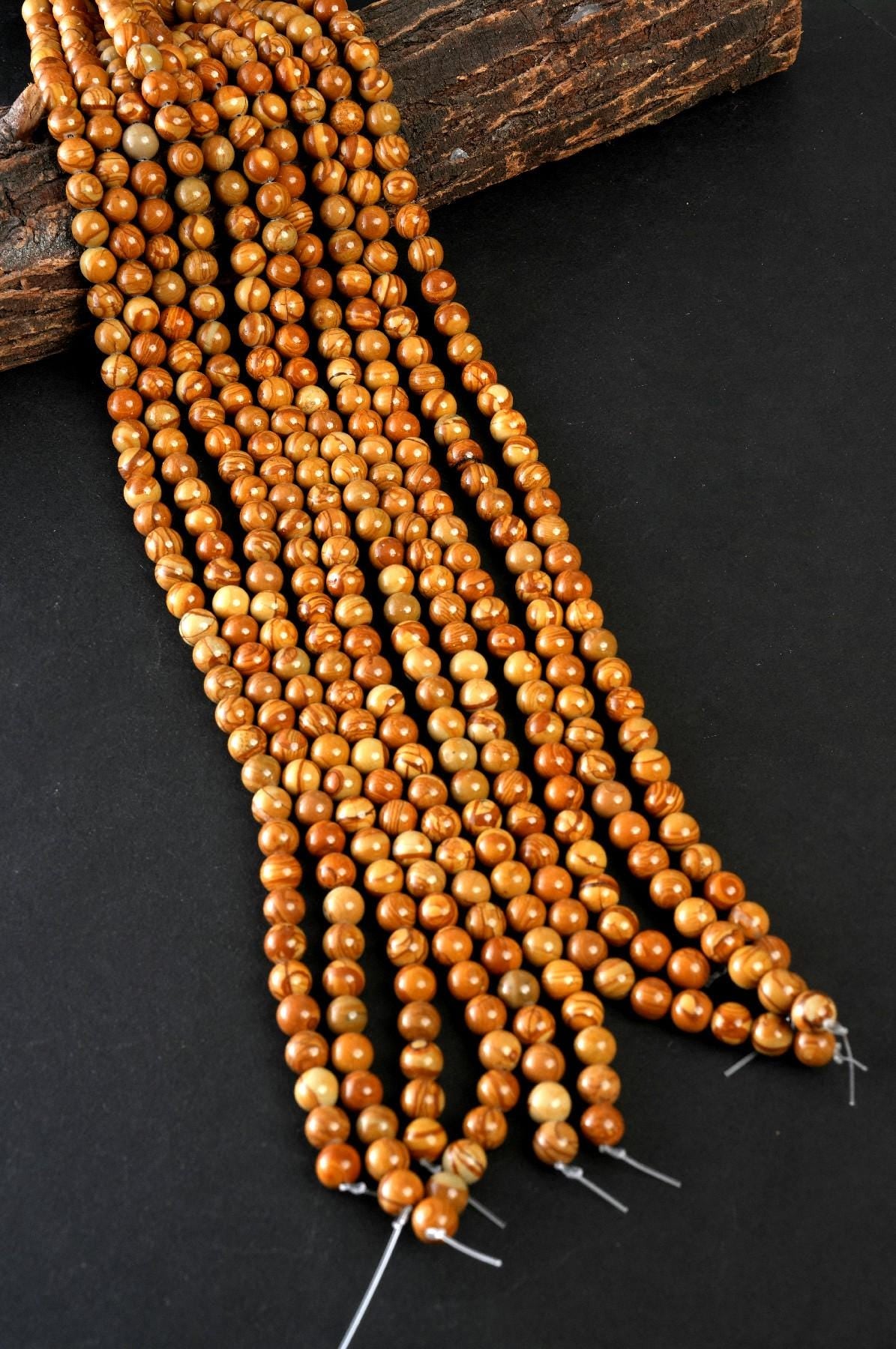 Natural Camel Skin Jasper Gemstone Round Smooth Beads String 15.5 Inches Long 4/6/8/10 MM for Jewelry Making and Crafting - AS & JG